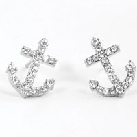 CZ Filled Mini Anchor Earrings-Ahoy! The cutest mini anchor earrings ready for any adventure.-Cali Moon Boutique, Plainville Connecticut