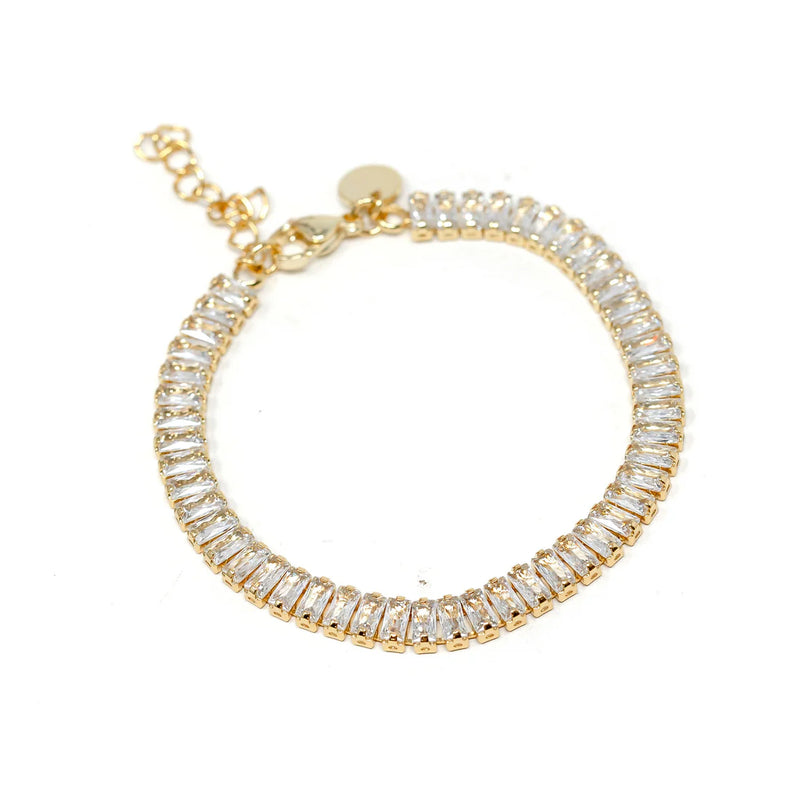 'The Marilyn' Baguette Burst Clear Crystal Bracelet-This blingy baguette stone bracelet is makes a statement but dainty enough to stack with others!-Cali Moon Boutique, Plainville Connecticut