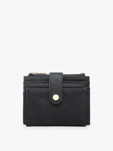 Black Faux Leather Mini Snap Wallet & Card Holder-Black Faux Leather Mini Snap Wallet & Card Holder-Cali Moon Boutique, Plainville Connecticut