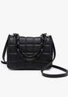 Black Faux Leather Quilted Crossbody with Chunky Link Chain-Black Faux Leather Quilted Crossbody with Chunky Link Chain-Cali Moon Boutique, Plainville Connecticut