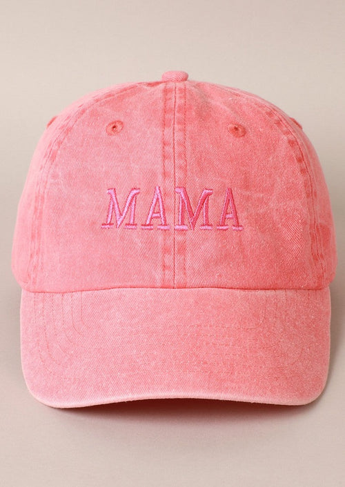 Mama Vintage Coral Embroidered Baseball Hat-An adorable vintage washed baseball style hat perfect for running around being a Mama! 
-Cali Moon Boutique, Plainville Connecticut
