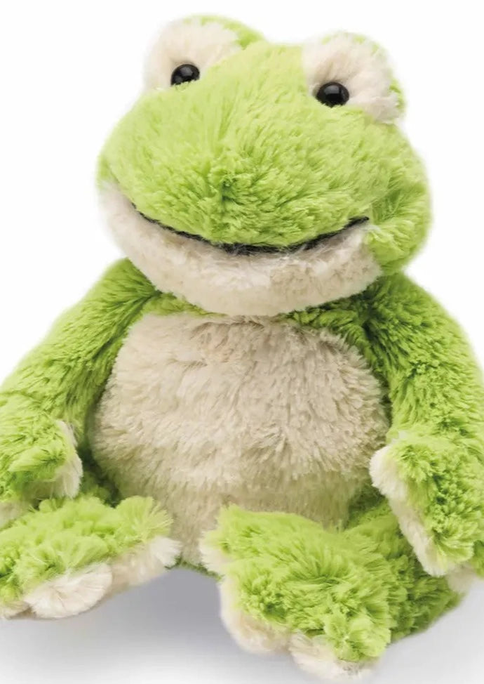 Frog Warmies-13" Full Size-Warmies® are the world’s best fully heatable soft toys and gifts. Warmies are filled with all-natural flaxseed and real dried French lavender. Warmies are great stress & anxiety relievers, calming sleep aids, and are naturally weighted to provide a relaxing sensory experience.-Cali Moon Boutique, Plainville Connecticut