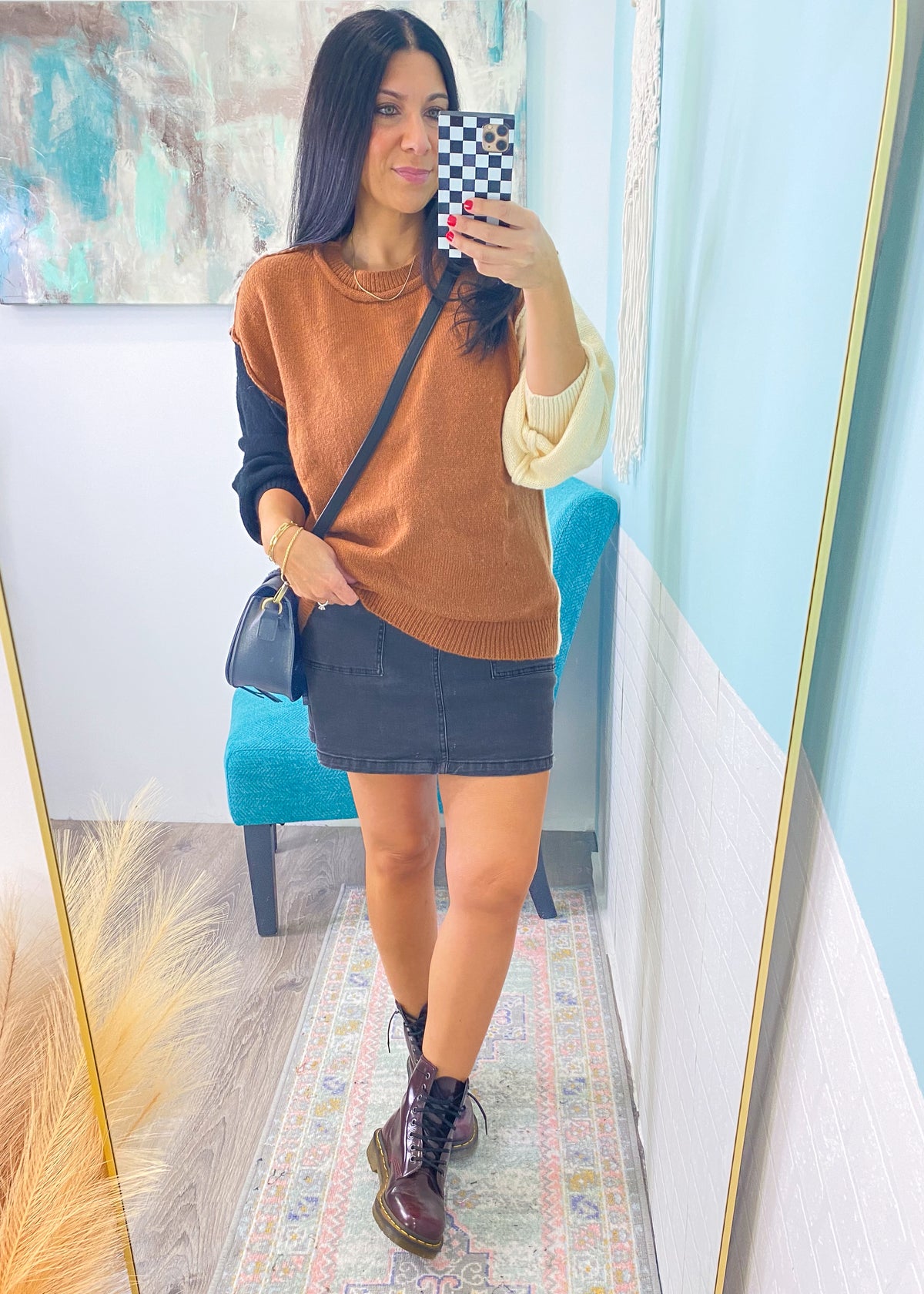 'Sugar & Spice' Rich Color Colorblock Sweater-A colorblock sweater with the perfect combination of rich, cozy colors creating an all in one Fall vibe. Perfect for a super casual day worn with sneakers or a night out styled with jeans/boots.&nbsp;-Cali Moon Boutique, Plainville Connecticut