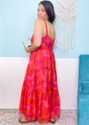 'No Shade' Hot Pink & Coral Tropical Palm Print Maxi Dress-We can almost smell the salt air when we put this pam print maxi dress on! This gorgeous print is a combo of hot pink, red and orange on a lightweight and flowy fabric to keep you cool all day! It's ready for everyday but also perfect for casual Summer weddings &amp; events!-Cali Moon Boutique, Plainville Connecticut