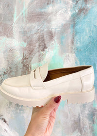 *DOORBUSTER* 'London' Cream Loafers with Chunky Sole-These boots have the perfect combo of being casual but can be made dressy! A classic chelsea boot never goes out of style. Wear with dresses, skirts, legging and jeans!-Cali Moon Boutique, Plainville Connecticut