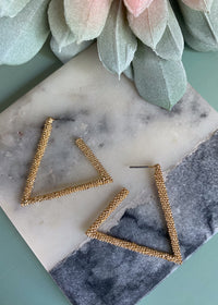 Open Triangle Gold Statement Earrings-Open Triangle Gold Statement Earrings-Cali Moon Boutique, Plainville Connecticut