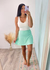 'At First Sight' Mint Soft & Stretchy Athleisure Skort-This skort has the most amazing butter soft and stretchy fabric! Your cutest athleisure looks await. Comfort for all day wear while splaying sports, exploring new cities or running around with the kids!-Cali Moon Boutique, Plainville Connecticut