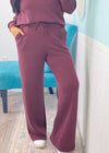 'Weekend Away' Techno Curpro Fabric Maroon Wide Leg Sweatpants-Spice up your shirt collection with this pink dip dyed button front. Lightweight fabric that can be worn alone for Spring/Summer &amp; layered in the Fall. Wear alone or unbuttoned as a layering piece!-Cali Moon Boutique, Plainville Connecticut