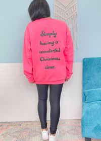 'Simply Having a Wonderful Christmas Time' Hot Pink Tree Row Double Sided Sweatshirt-'Simply Having a Wonderful Christmas Time' Hot Pink Tree Row Double Sided Sweatshirt-Cali Moon Boutique, Plainville Connecticut