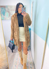 *DOORBUSTER* 'Cody' Notched Collar Camel Sherpa Coat-Chic &amp; super cozy? Sign us up! This fluffy sherpa jacket comes in a perfect neutral camel color,&nbsp; a knee length that can be worn both super casual or extra boujee!&nbsp;-Cali Moon Boutique, Plainville Connecticut