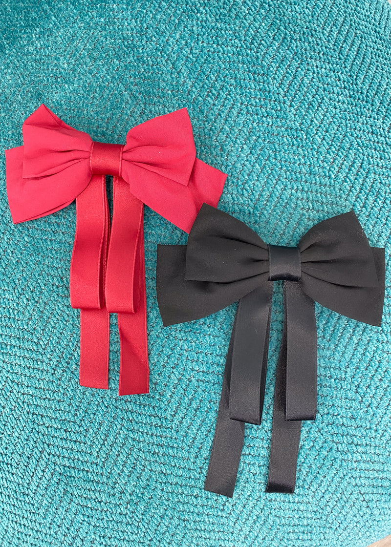 Ribbon Bowtie Hair Barrettes (Black and Red)-Ribbon Bowtie Hair Barrettes (Black and Red)-Cali Moon Boutique, Plainville Connecticut