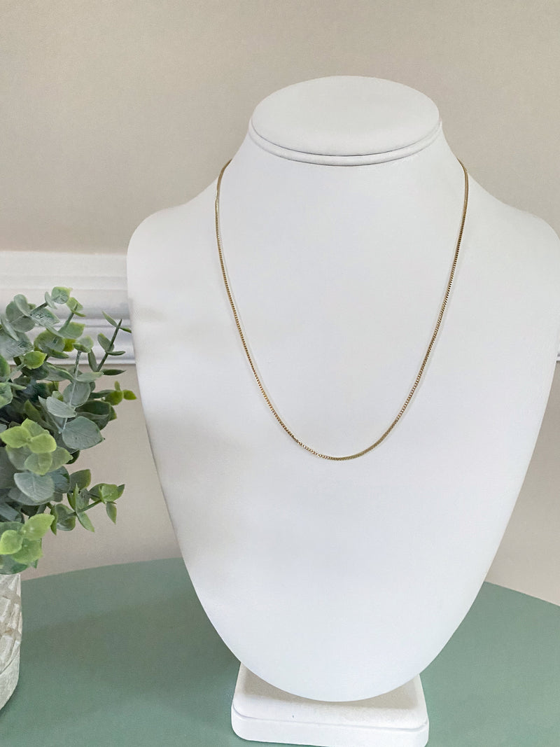 The Vivian Box Chain Necklace-A dainty classic everyday necklace. Wear alone, layered or add a charm from our charm bar!-Cali Moon Boutique, Plainville Connecticut