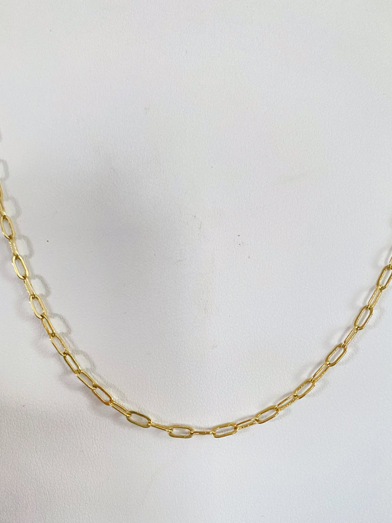 Mini Paperclip Chain Necklace-The perfect mini paperclip necklace! The mini paperclip style is adorable paired by itself as a great classic chain or paired with your favorite charm or initial charm. -Cali Moon Boutique, Plainville Connecticut