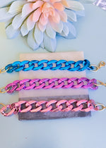 Metallic Chainlink Acrylic Bracelets-5 Colors-Acrylic jewelry is all the rage! It's giving 80's vibes. These metallic acrylic chainlink bracelets are a perfect addition to an outfit. Mix and match for punches of colors!-Cali Moon Boutique, Plainville Connecticut