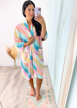 Pastel Stripe Robe Robe-KatyDid-Lounge around and look good doing it! Oh and be super comfortable too. This adorable diagonal pastel striped robe is the perfect lounge around & gift giving item! One for you, one for me!-Cali Moon Boutique, Plainville Connecticut