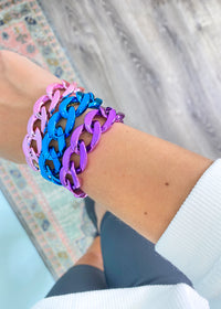 Metallic Chainlink Acrylic Bracelets-5 Colors-Acrylic jewelry is all the rage! It's giving 80's vibes. These metallic acrylic chainlink bracelets are a perfect addition to an outfit. Mix and match for punches of colors!-Cali Moon Boutique, Plainville Connecticut