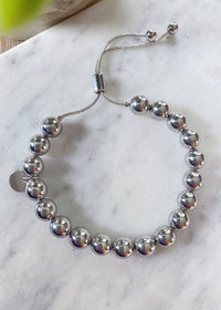 8MM Silver Adjustable Bead Bracelet-8MM Silver Adjustable Bead Bracelet-Cali Moon Boutique, Plainville Connecticut