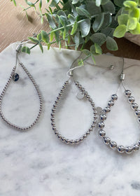 3MM Silver Adjustable Bead Bracelet-3MM Silver Adjustable Bead Bracelet-Cali Moon Boutique, Plainville Connecticut