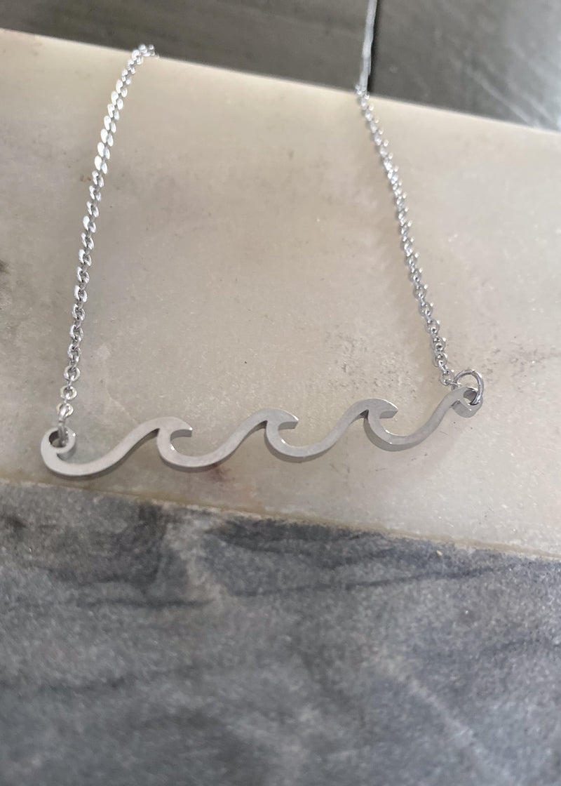 Waves Silver Necklace-Cali Moon Boutique, Plainville Connecticut