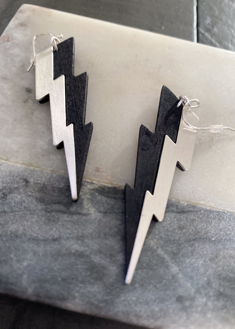 Mixed Media Lightening Bolt Earrings-Mixed Media Lightening Bolt Earrings-Cali Moon Boutique, Plainville Connecticut