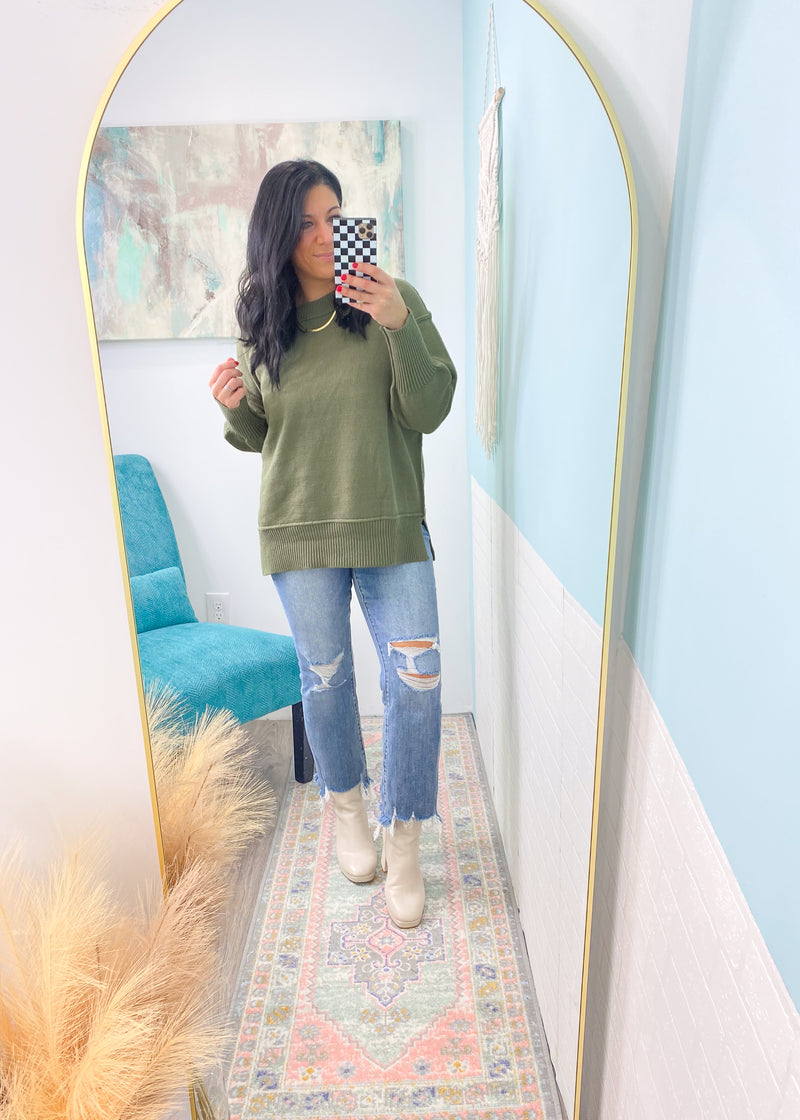 'Amari' Vervet High Waist Cropped Distressed Jeans-Going down memory lane in these light wash cargo jeans! These Vervet jeans have the 90's coveted cargo pocket but updated to a modern and chic look! High waist, full length, comfort stretch and straight wide leg. These look adorable with booties and heels just as well as with sneakers! Pair with oversized sweaters or tucked in tops.-Cali Moon Boutique, Plainville Connecticut