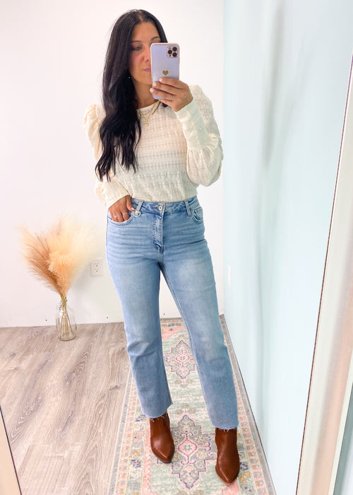 'Willa' Vervet Light Wash High Rise Crop Flare Jeans-Vervet Light wash high waist cropped flare jeans-Cali Moon Boutique, Plainville Connecticut