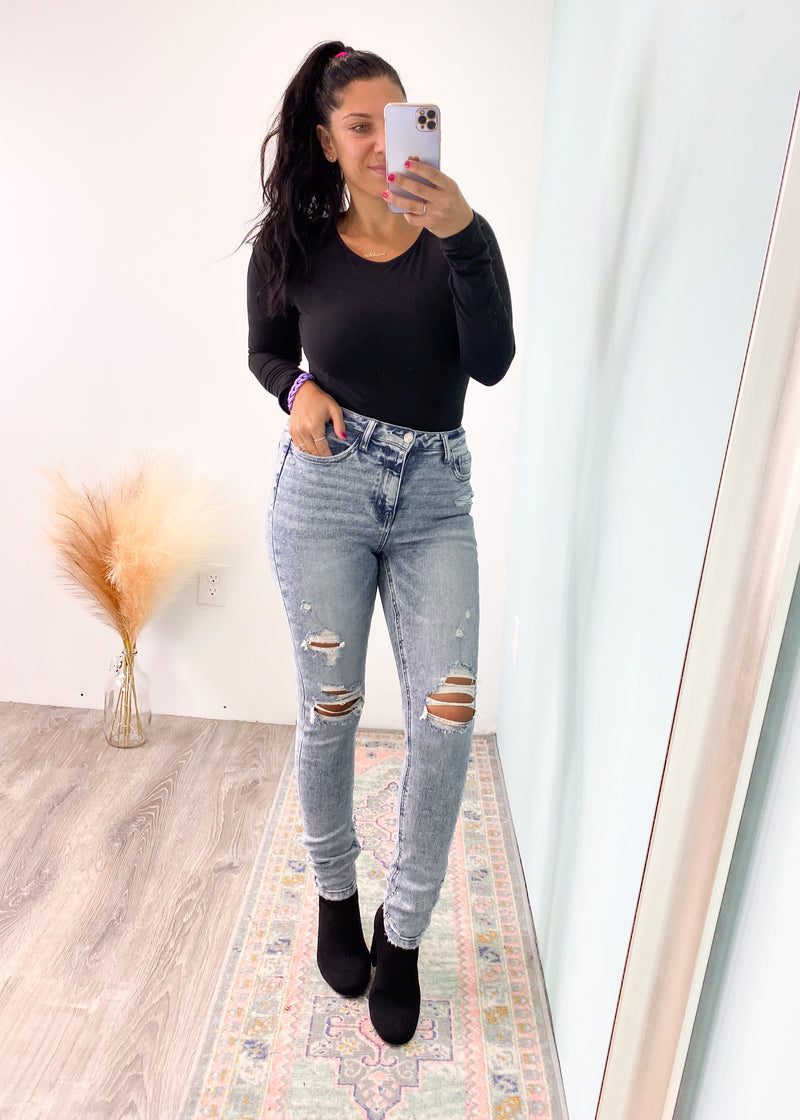 'Dark Mode' Black Butter Soft Long Sleeve Bodysuit-Cali Moon Boutique, Plainville Connecticut