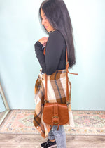 Cognac Braided Front Saddle Crossbody Bag-This crossbody is small enough to comfortably wear all day with enough space for all your must haves. Plus, it's ultra cute & chic in a neutral color that will match with so many outfits! -Cali Moon Boutique, Plainville Connecticut