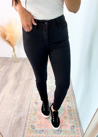 'Shadows' Vervet High Waist Black Ankle Crop Skinny Jeans-These black skinny jeans are the perfect office to night out pair of jeans & have the famous Vervet stretch! With no distressing or whiskering, these can be dressed up or down and worn with almost any color you can think of! A classic that never goes out of style and a must have for your closet! Vervet Jeans-Cali Moon Boutique, Plainville Connecticut