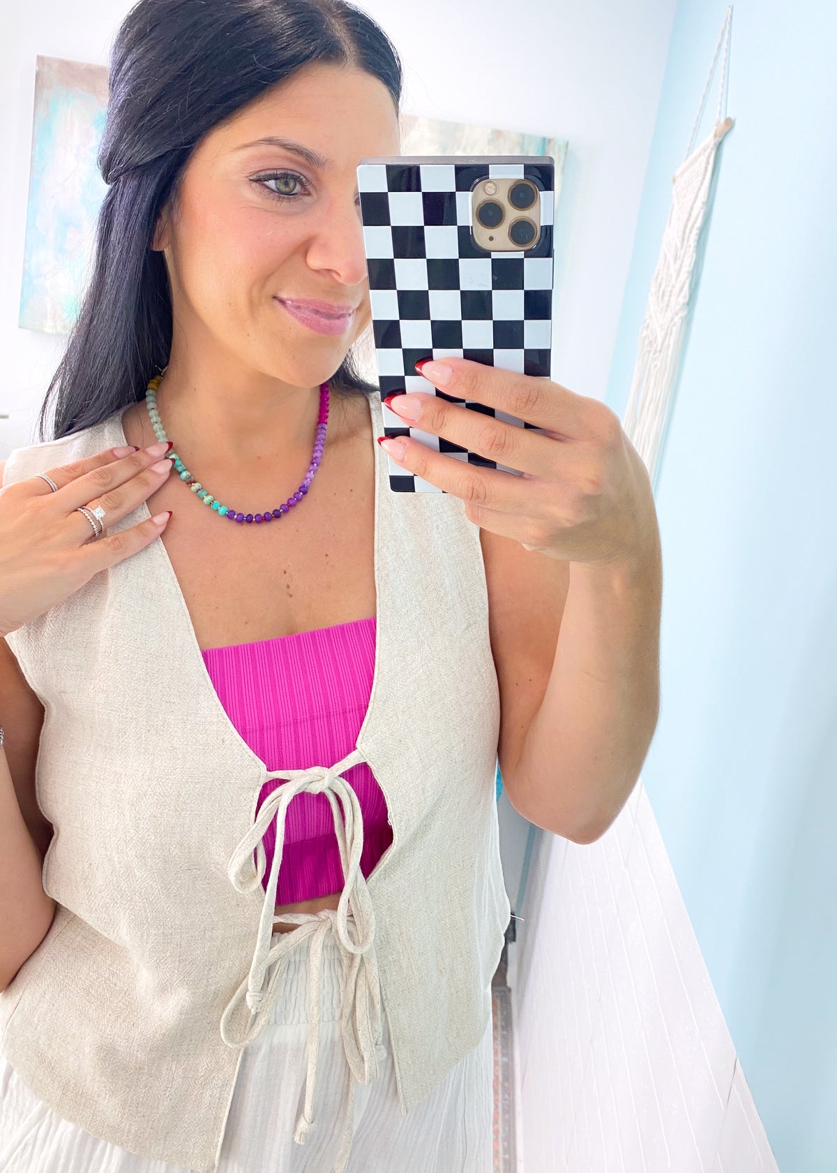 'Nora' Multicolor Natural Stone Necklace-Brighten up your outfit with this multi color natural stone necklace!-Cali Moon Boutique, Plainville Connecticut