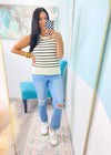 'The Boardwalk' Ivory & Black Stripe Knit Sleeveless Top-This striped knit tank is the definition of effortlessly chic! The soft and luxurious knit fabric is perfect to dress up or wear casual. A great layering top for work &amp; Summer time staple!-Cali Moon Boutique, Plainville Connecticut