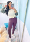 'City Lights' Deep Burgundy Crossover Waist Faux Textured Leggings-Cali Moon Boutique, Plainville Connecticut