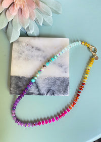 'Nora' Multicolor Natural Stone Necklace-Brighten up your outfit with this multi color natural stone necklace!-Cali Moon Boutique, Plainville Connecticut