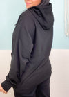 'Tavi' Black French Terry Boyfriend Fit Hoodie-A must have! An oversized and relaxed french terry hoodie for casual days. Pair with sweatpants, jeans or leggings! -Cali Moon Boutique, Plainville Connecticut