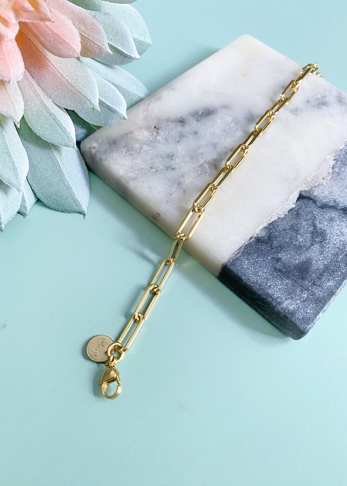 'Leo' Dainty Paperclip Bracelet- Gold-Paperclip style bracelet. An everyday staple bracelet that pairs well with your stacks or can be worn alone.-Cali Moon Boutique, Plainville Connecticut