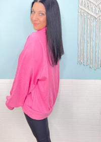 'Petra' Bubblegum Pink Vintage Washed Snap Button Pullover-An everyday staple with personality! The vintage washed fabric is super soft and cozy. The relaxed fit is an easy throw on and go with jeans and leggings perfect for Spring transition but also can be worn in Fall/Winter!-Cali Moon Boutique, Plainville Connecticut