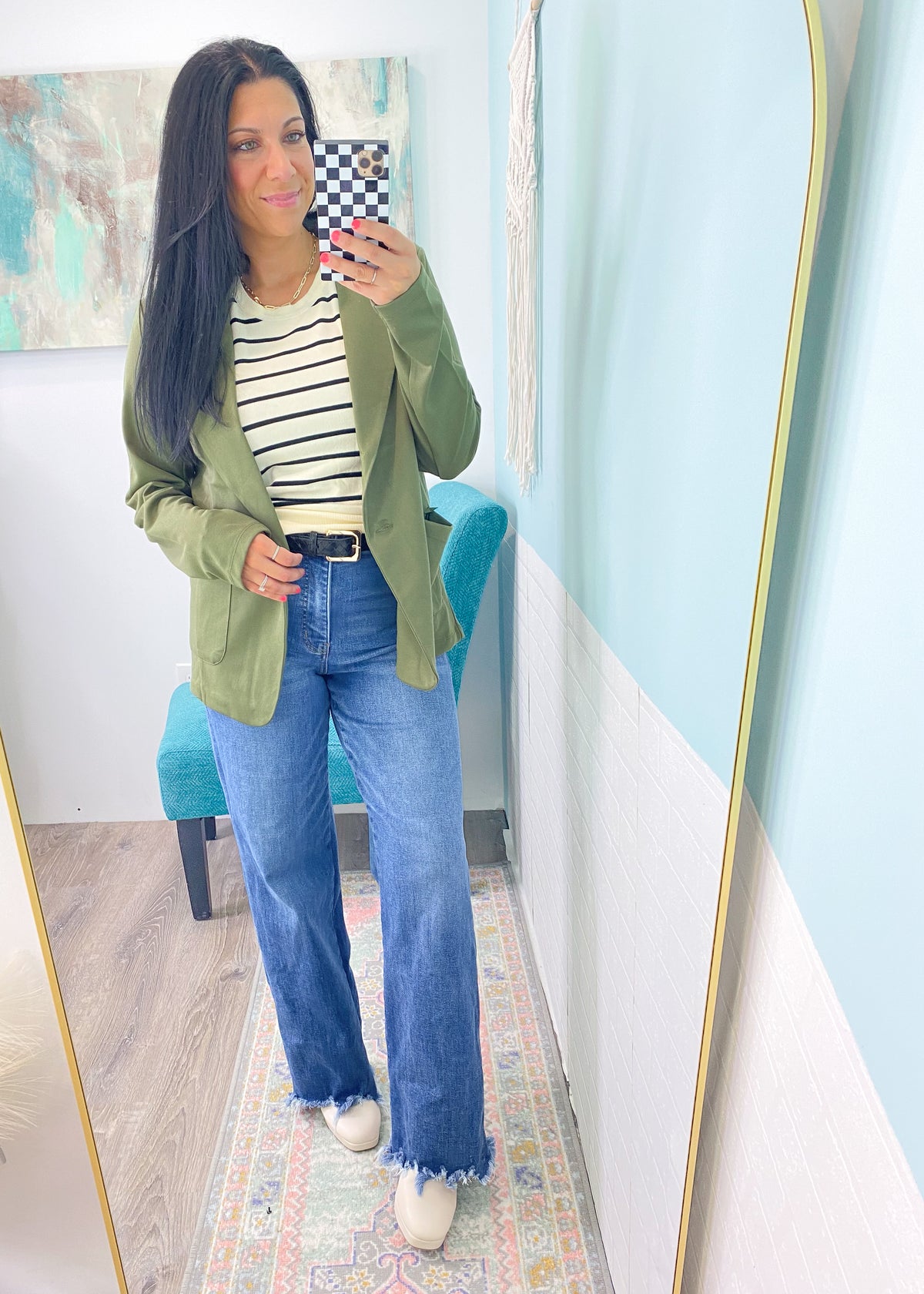 'Day Dreamer' Olive Boyfriend Fit Knit Blazer-Too many blazers is not a thing! This olive knit blazer is not only adorable but comfy as can be! It's perfect for office days and chic nights.&nbsp;-Cali Moon Boutique, Plainville Connecticut