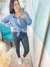 'Hey Darling' Soft Washed Denim Pocket Shirt-Super cute Jean Shirt! Denim never goes out style, but it's especially hot right now! This button front jean shirt has super soft and moveable, non rigid fabric. Wear with other shades of denim, white jeans/pants/shorts, black pants/leggings, printed or solid skirts and more!&nbsp;<br>-Cali Moon Boutique, Plainville Connecticut