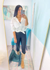 'Milan' White Oversized Boyfriend Fit Button Down Shirt-An oversized version of a white classic button down is just what we need this Fall! So many ways to style this: Tucked in, half tucked, sleeves rolled, opened with a bandeau, under a blazer or vest, front tied and so much more! Perfect for work and after hours!-Cali Moon Boutique, Plainville Connecticut