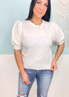 'Spring Ahead' Off White Puff Sleeve Soft Sweater-This puff sleeve lightweight sweater is as sweet as a warm Spring Day! Made with incredibly soft yet lightweight fabric. A great in between season option that you can wear year after year.<br>-Cali Moon Boutique, Plainville Connecticut