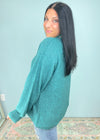 'Mabel' Mermaid Green Mock Neck Balloon Sleeve Soft Sweater-We love a classic throw on and go sweater! This super soft to the touch sweater has a chic mock neck, balloon sleeves and raised seams for added detail. The effortless slouchy fit will create the perfect Fall/Winter look every time! Plus, The gorgeous mermaid green is a standout! -Cali Moon Boutique, Plainville Connecticut
