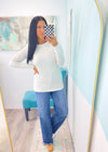 'Home Base' Off White Microfiber Super Soft Long Sleeve Tee-The off white basic long sleeve tee is a must have for your layering and everyday! It features a warm brushed fabric, stretchy and is perfect to wear layered under all your sweaters and cardigans or wear on its own.-Cali Moon Boutique, Plainville Connecticut