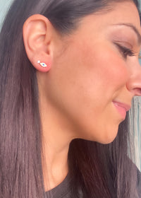 Mini Crystal Fill Single Stud Earrings-These tiny, mini studs come in SINGLES (not pairs) so you can mix and match them to create the earrings stack to fit your mood! Choose between Moon, Star, Crown or evil eye.-Cali Moon Boutique, Plainville Connecticut