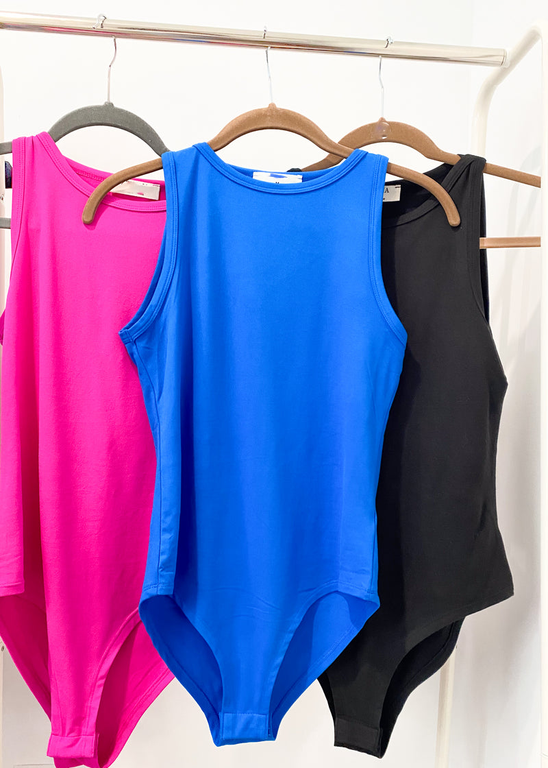 'Bonnie' Black High Neck Soft Bodysuit-Spice up your shirt collection with this pink dip dyed button front. Lightweight fabric that can be worn alone for Spring/Summer &amp; layered in the Fall. Wear alone or unbuttoned as a layering piece!-Cali Moon Boutique, Plainville Connecticut