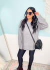 'Gabby' Heather Gray Ribbed Soft Round Neck Sweater-A classic heather gray sweater with so many details! An all over ribbed fabric gives this sweater a textured look &amp; the exposed chunky seams makes it modern &amp; fun. Split sides made for easy tucking &amp; comfy wearing. A perfect every day option from office to errands to nights out!-Cali Moon Boutique, Plainville Connecticut