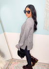 'Gabby' Heather Gray Ribbed Soft Round Neck Sweater-A classic heather gray sweater with so many details! An all over ribbed fabric gives this sweater a textured look &amp; the exposed chunky seams makes it modern &amp; fun. Split sides made for easy tucking &amp; comfy wearing. A perfect every day option from office to errands to nights out!-Cali Moon Boutique, Plainville Connecticut