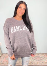 'Game Day' Heather Charcoal Gray Ultra Cozy Sweatshirt-**CUSTOMER FAVORITE BRAND** Time and time again, these ultra cozy sweatshirts are a customer fav for good reason! This time it comes in a Game Day graphic perfect for your professional & little league rally days! -Cali Moon Boutique, Plainville Connecticut