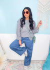 'Santa Monica' Chambray Drawstring Cropped Wide Leg Pants- Three Bird Nest-From the Three Bird Nest Brand! These slouchy, wide leg chambray pants are every casual loving girl's dream! They feature a super soft and moveable chambray denim fabric, comfortable elastic waistband, a boho baggy fit without being too oversized and adorable attention to detail additions like the panel side and scalloped leg opening. We dare you to not want to wear them daily!-Cali Moon Boutique, Plainville Connecticut