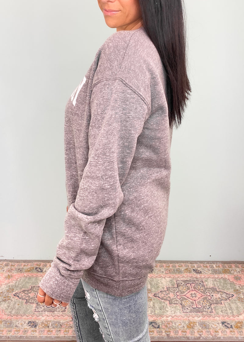 'Game Day' Heather Charcoal Gray Ultra Cozy Sweatshirt-**CUSTOMER FAVORITE BRAND** Time and time again, these ultra cozy sweatshirts are a customer fav for good reason! This time it comes in a Game Day graphic perfect for your professional & little league rally days! -Cali Moon Boutique, Plainville Connecticut