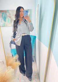 'Lola' Risen Black High Waist Wide Leg Slouchy Linen Pants-Black linen pants that can be worn from city day cool, to business casual to boardroom chic! They are lightweight, slouchy and effortlessly sleek.-Cali Moon Boutique, Plainville Connecticut